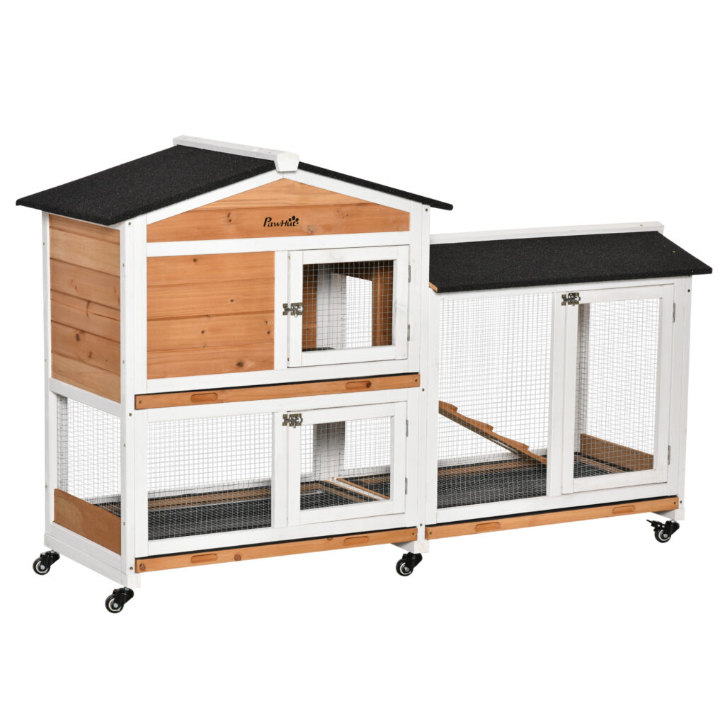 Pawhut Wooden Rabbit Hutch