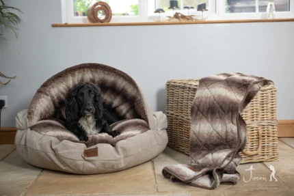 Beige Luxury Dog Cave Bed with removable Firm hood