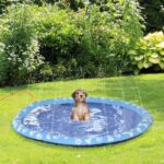 Splash Pad Sprinkler for Pets Dog Bath 170cm Blue