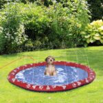 Splash Pad Sprinkler for Pets Dog Bath 150cm Red Pawhut