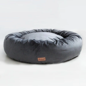 Luxury Grey Velvet Donut Dog Bed